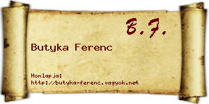 Butyka Ferenc névjegykártya